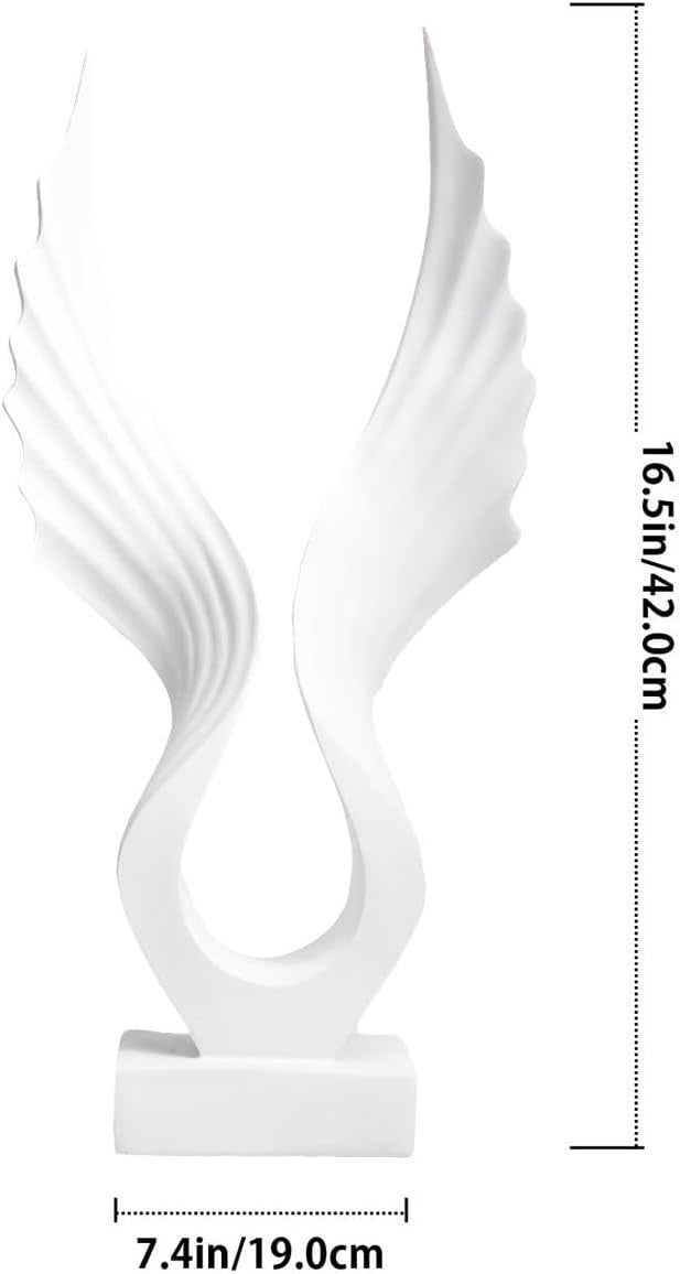 Angel Wing Resin Sculpture Modern White Ornament for Living Room Bedroom Decor