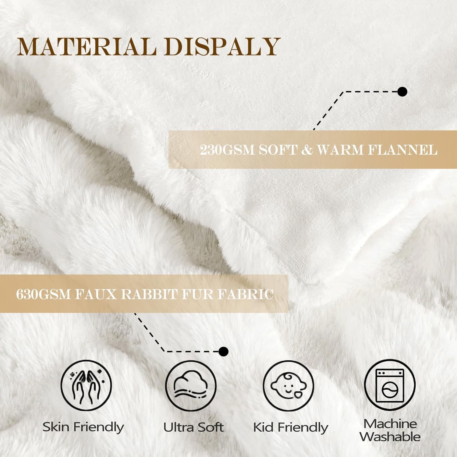 Luxury White Faux Fur Bubble Blanket Twin 152x203cm Ultra Soft Cozy