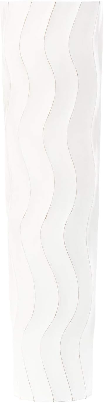Large White Floor Vase 65cm Tall Wooden Decorative Vase for Pampas Grass