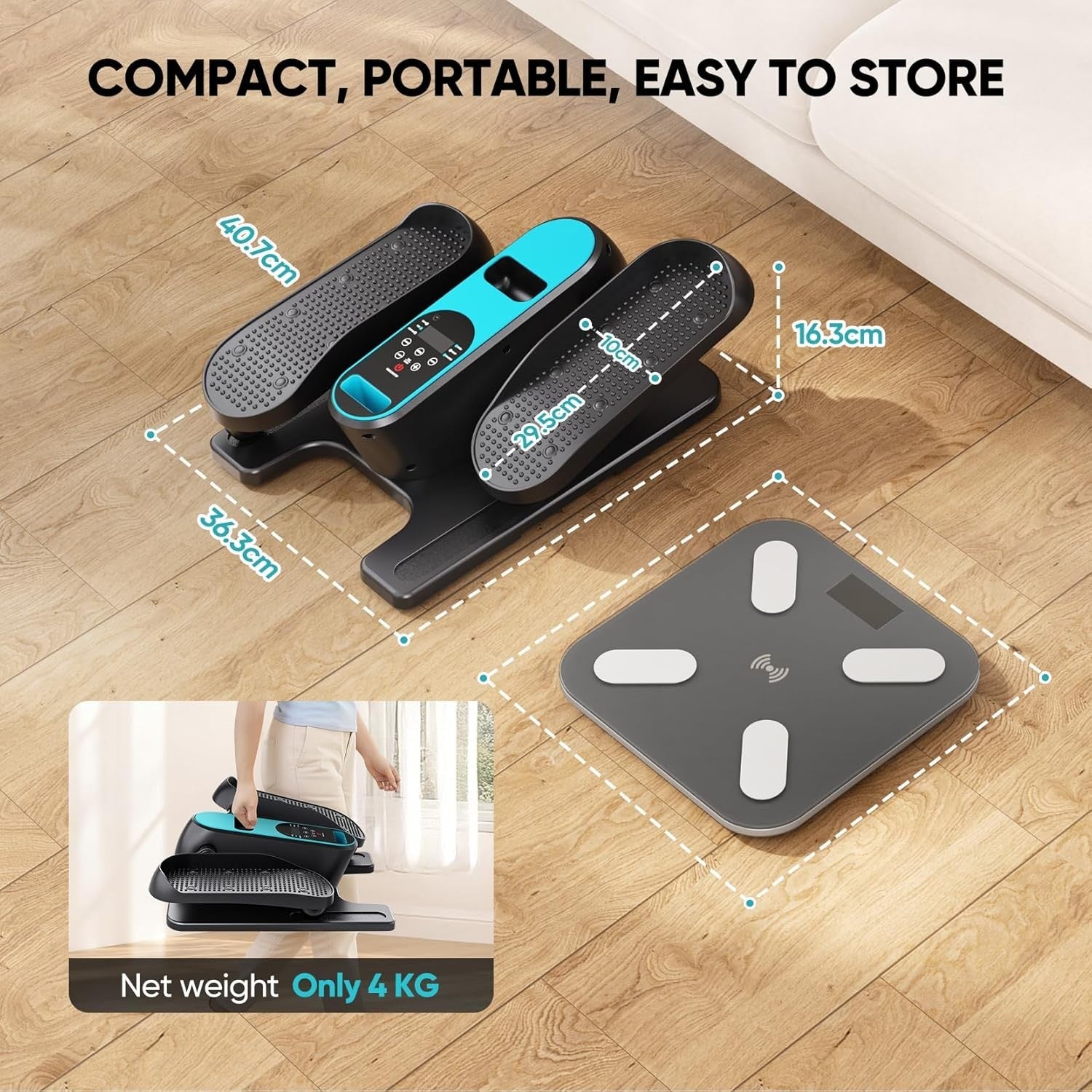 Under Desk Elliptical Trainer, 12-Speed Electric Pedal Exerciser, Quiet