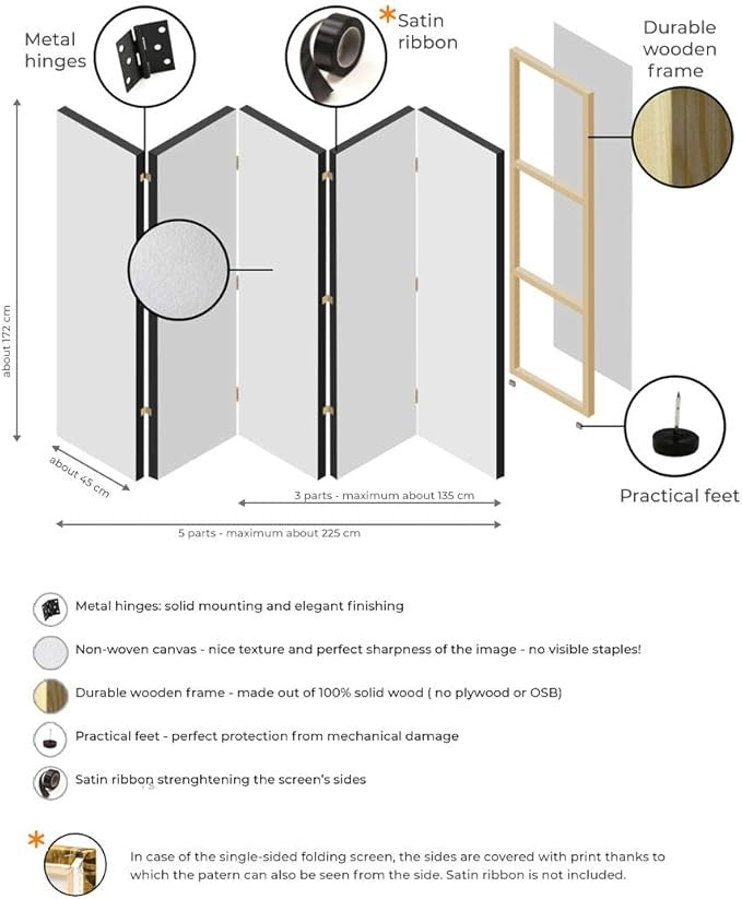 Luxury Abstract Gold Art Room Divider 135×172cm 3-Panel Privacy Screen