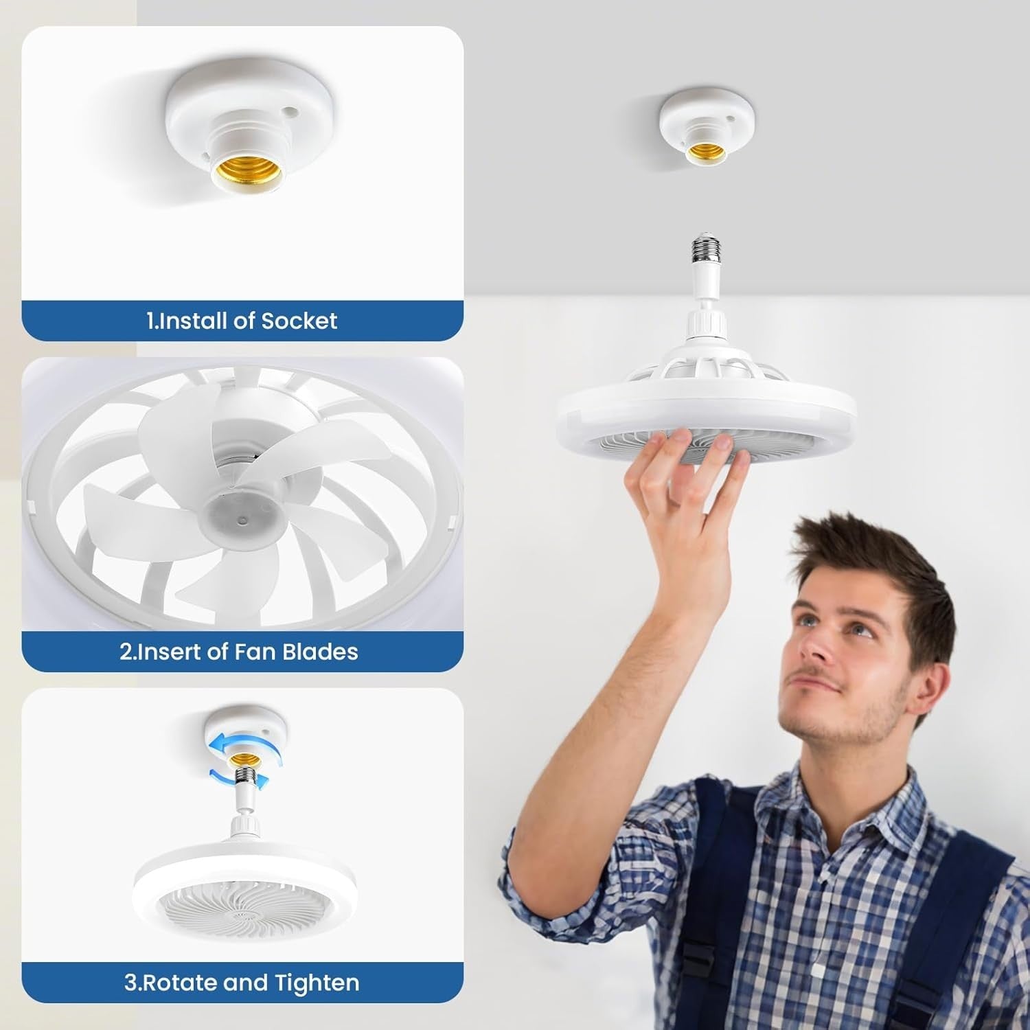 30W LED Ceiling Fan with Light, 3 Speeds, Dimmable, Remote & Timer – Grey