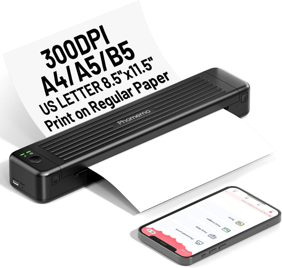 Portable A4 Thermal Printer 300DPI Wireless USB Invoice Travel