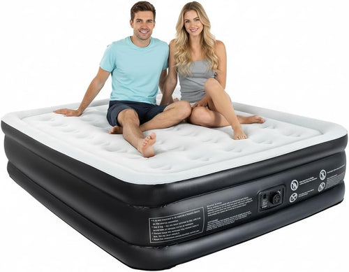 Self-Inflating Double Air Mattress with Built-In Pump – 3 Min Setup, Comfort