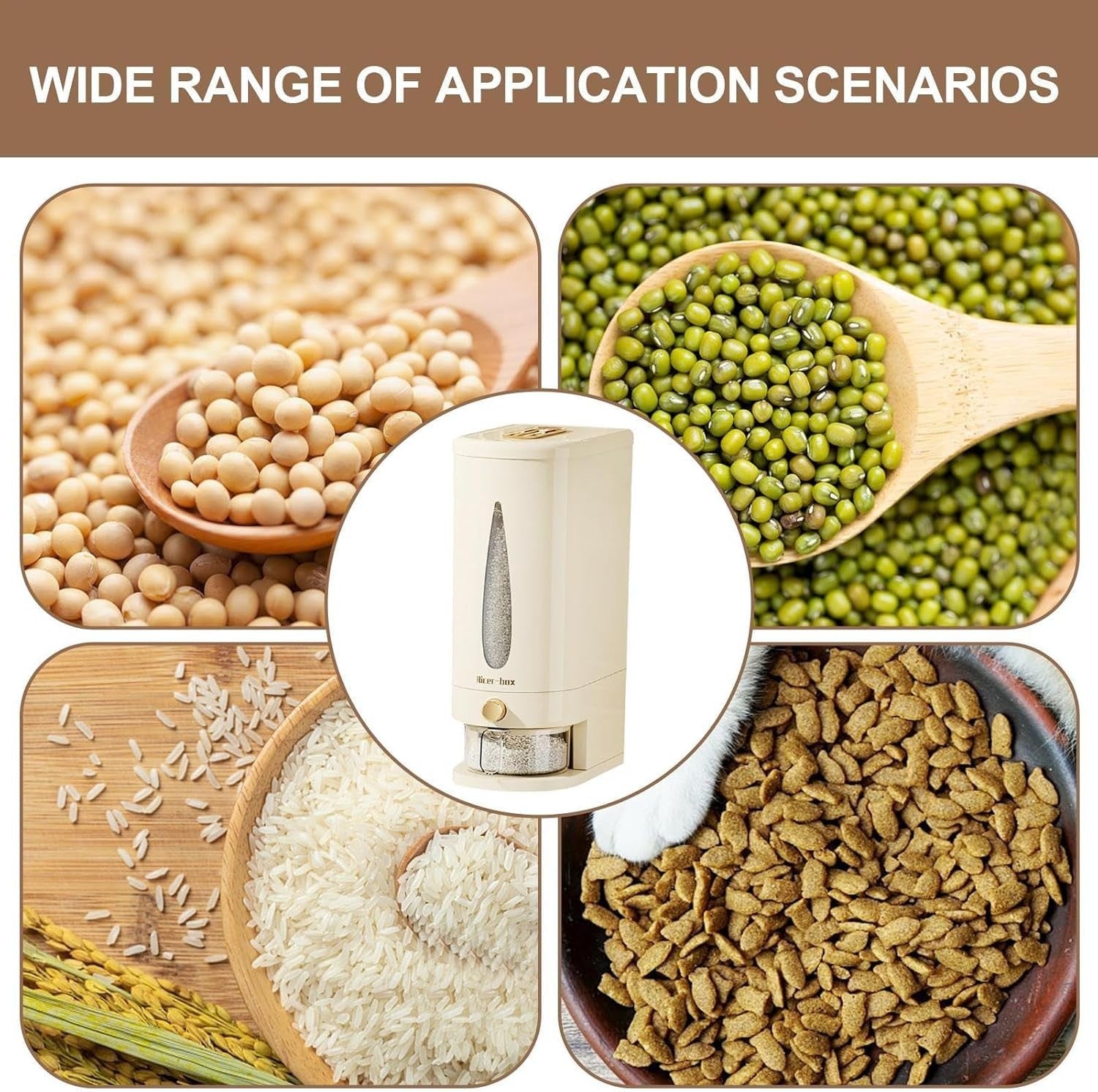 10KG Airtight Rice Dispenser PP Storage Container Pantry Grain Bin