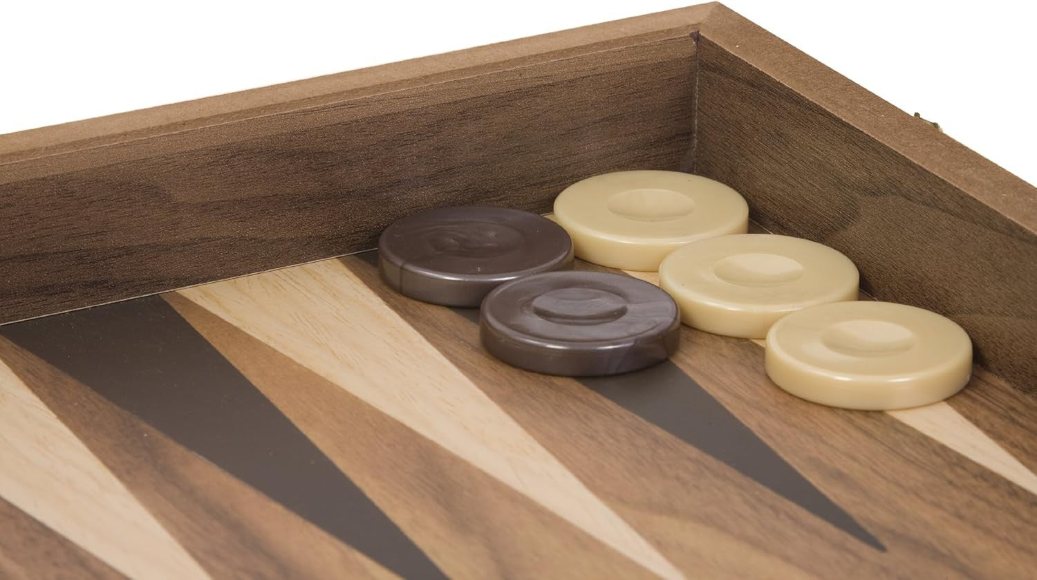 Walnut Backgammon Set Luxury Wooden Foldable Board Mother of Pearl