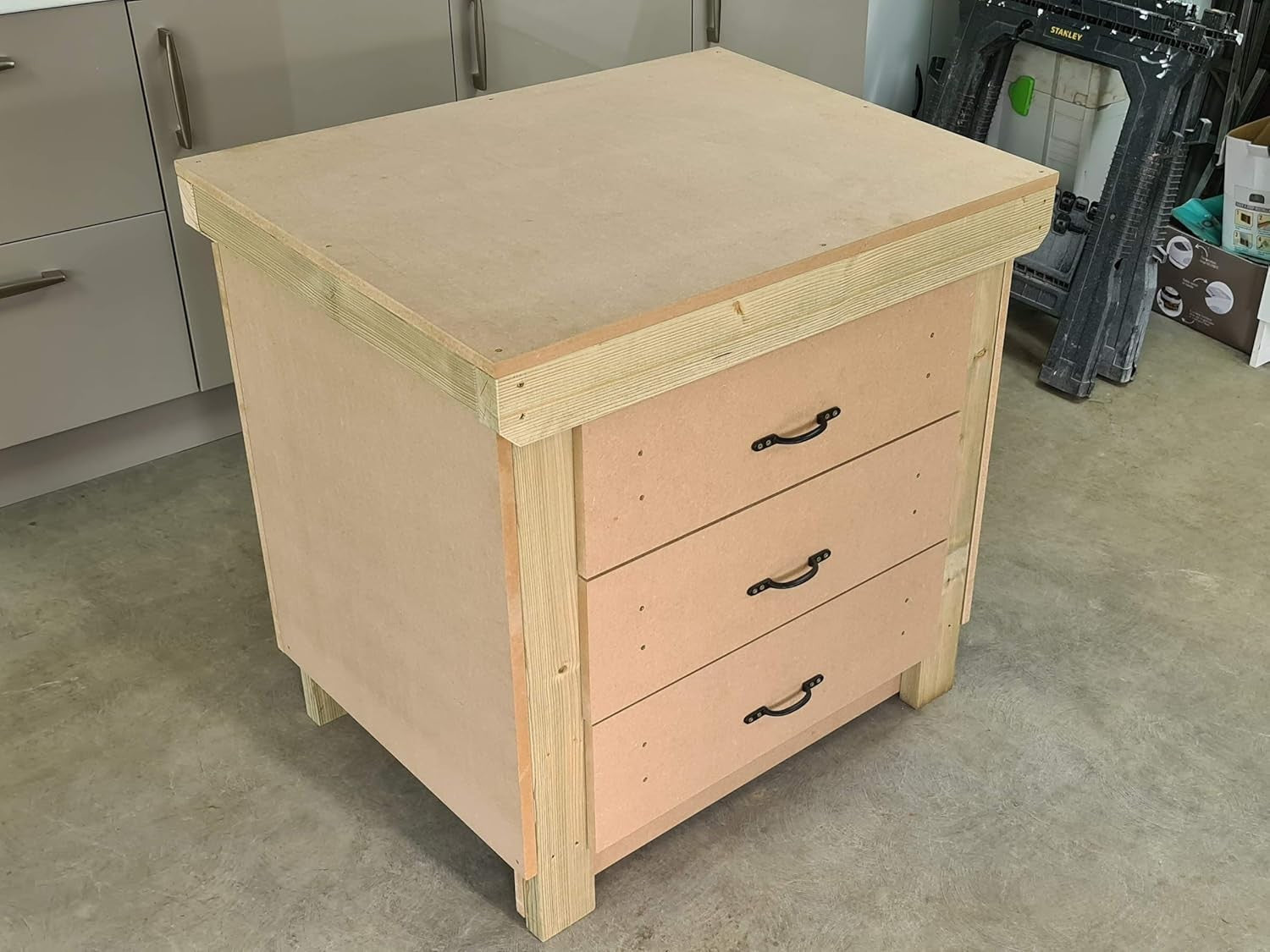 3ft Heavy Duty Wooden Workbench Tool Cabinet – 18mm MDF Top & Drawers