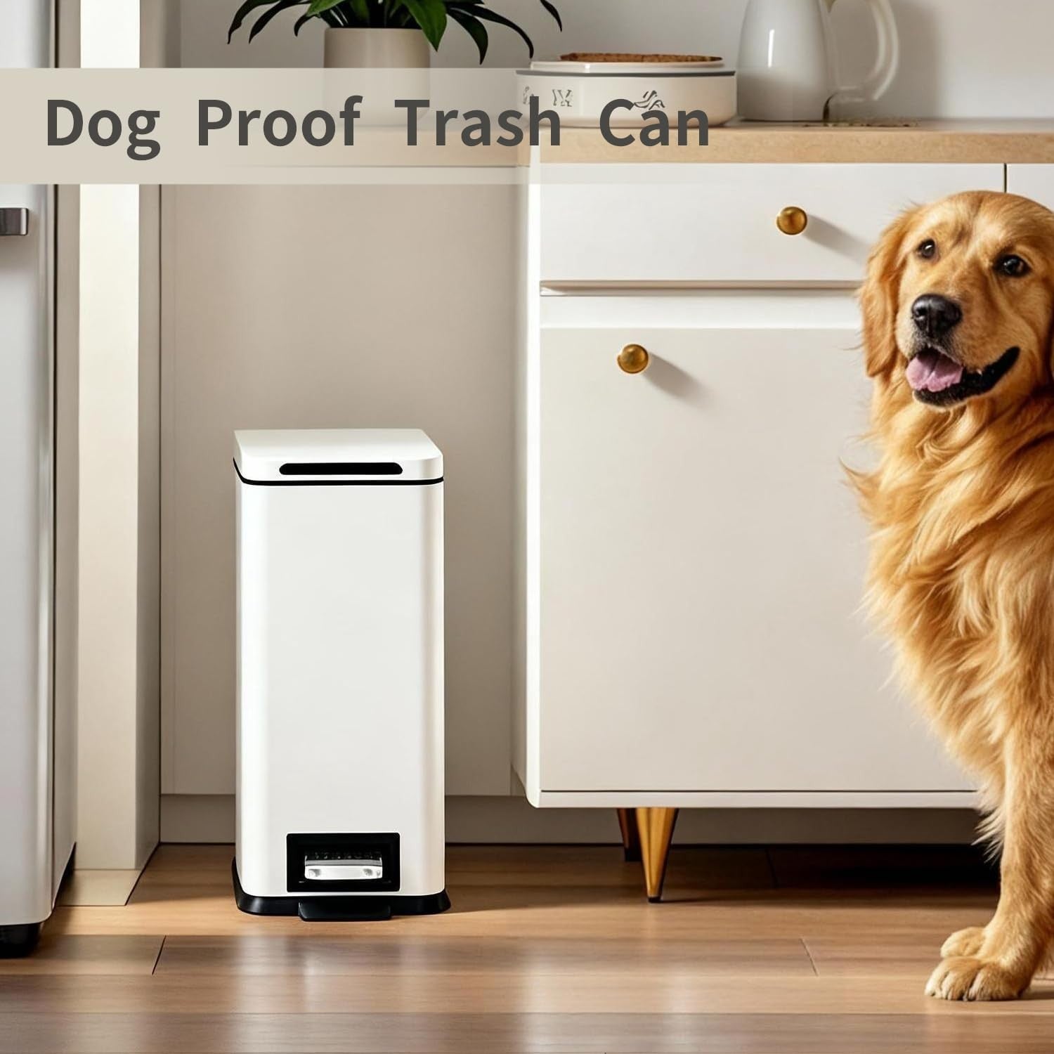 17L Slim White Pedal Bin Soft Close Stainless Steel Kitchen
