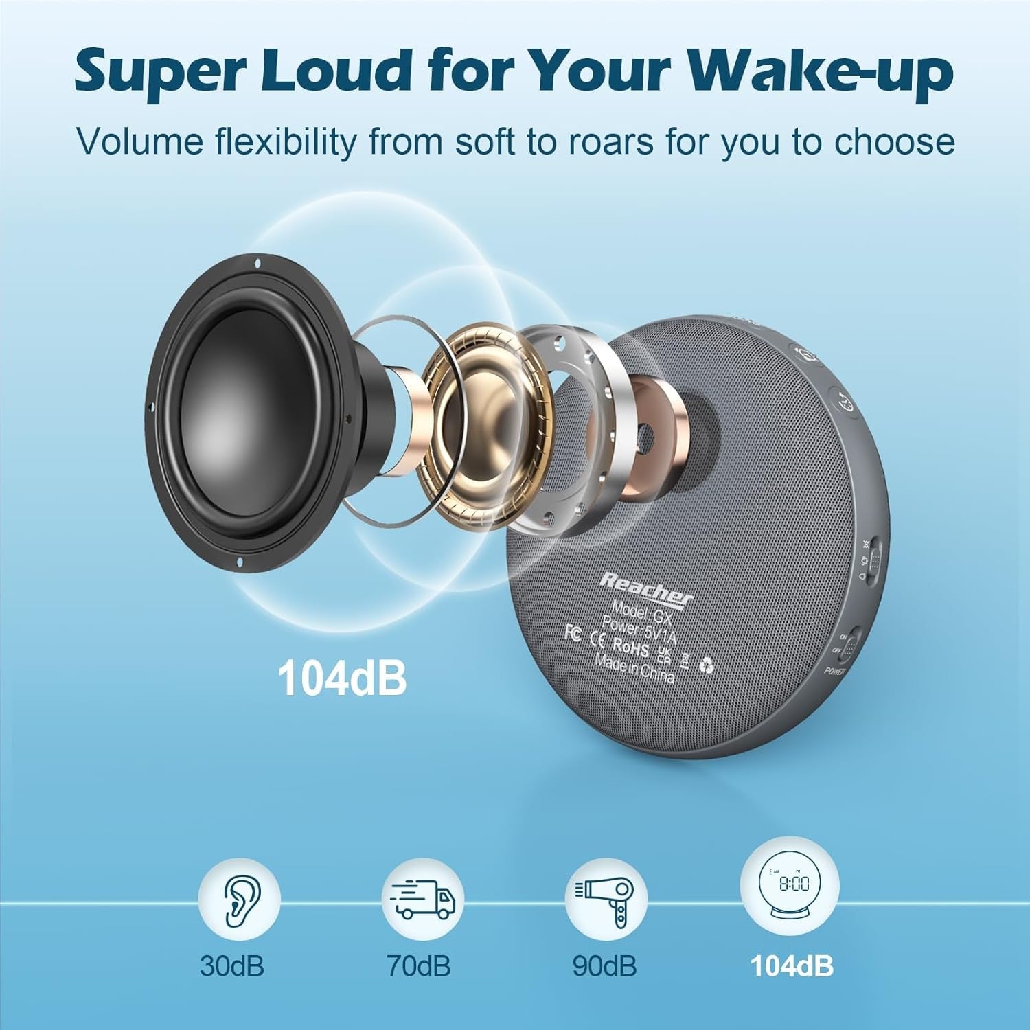 Vibrating Alarm Clock Bed Shaker Loud Heavy Sleepers Deaf Rechargeable