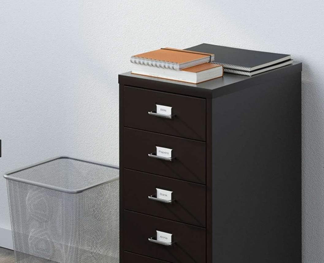 Black Metal Mobile Filing Cabinet 5 Drawer Waterproof Office Storage