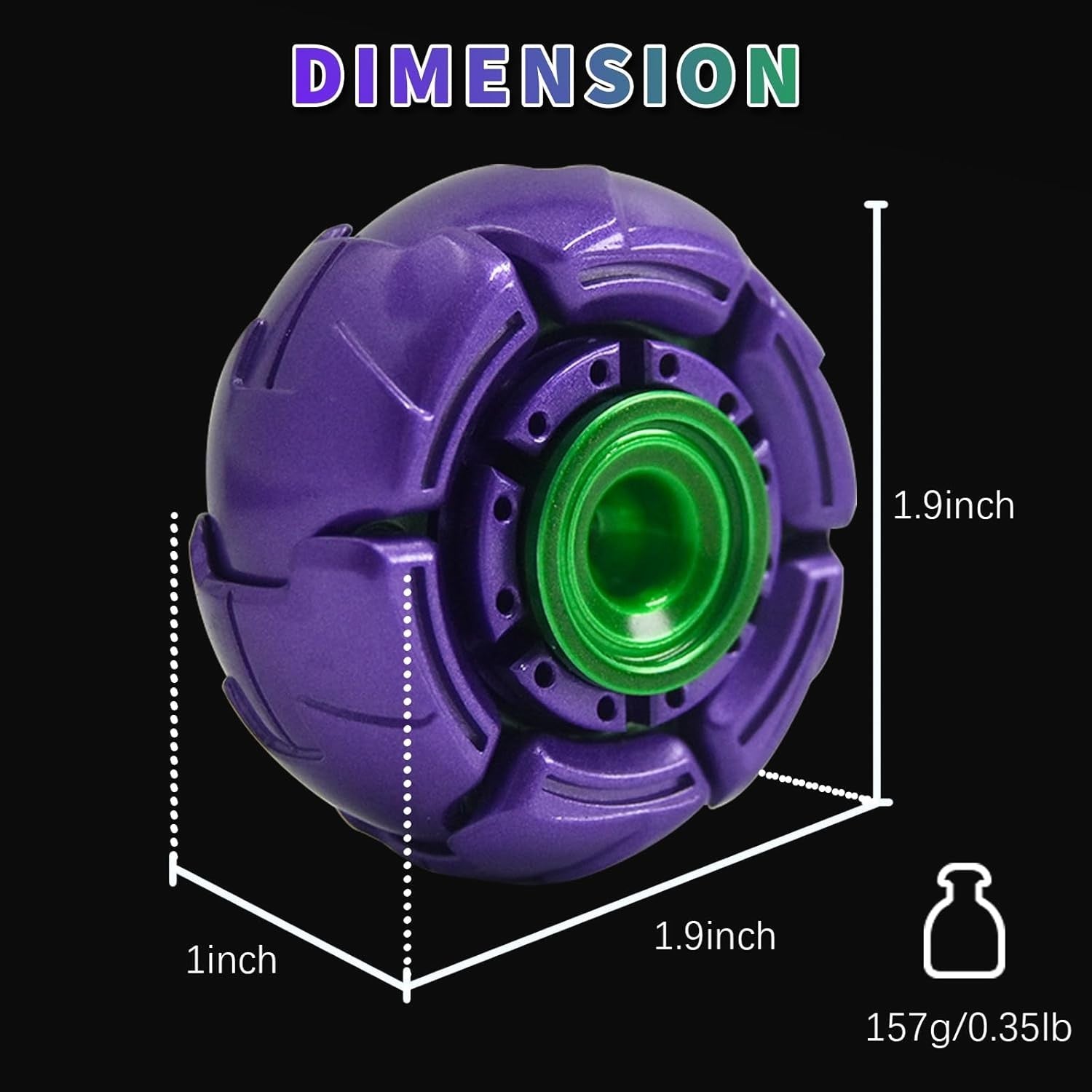 Purple Green Metal Fidget Spinner UFO Open Shell Smooth Spin EDC