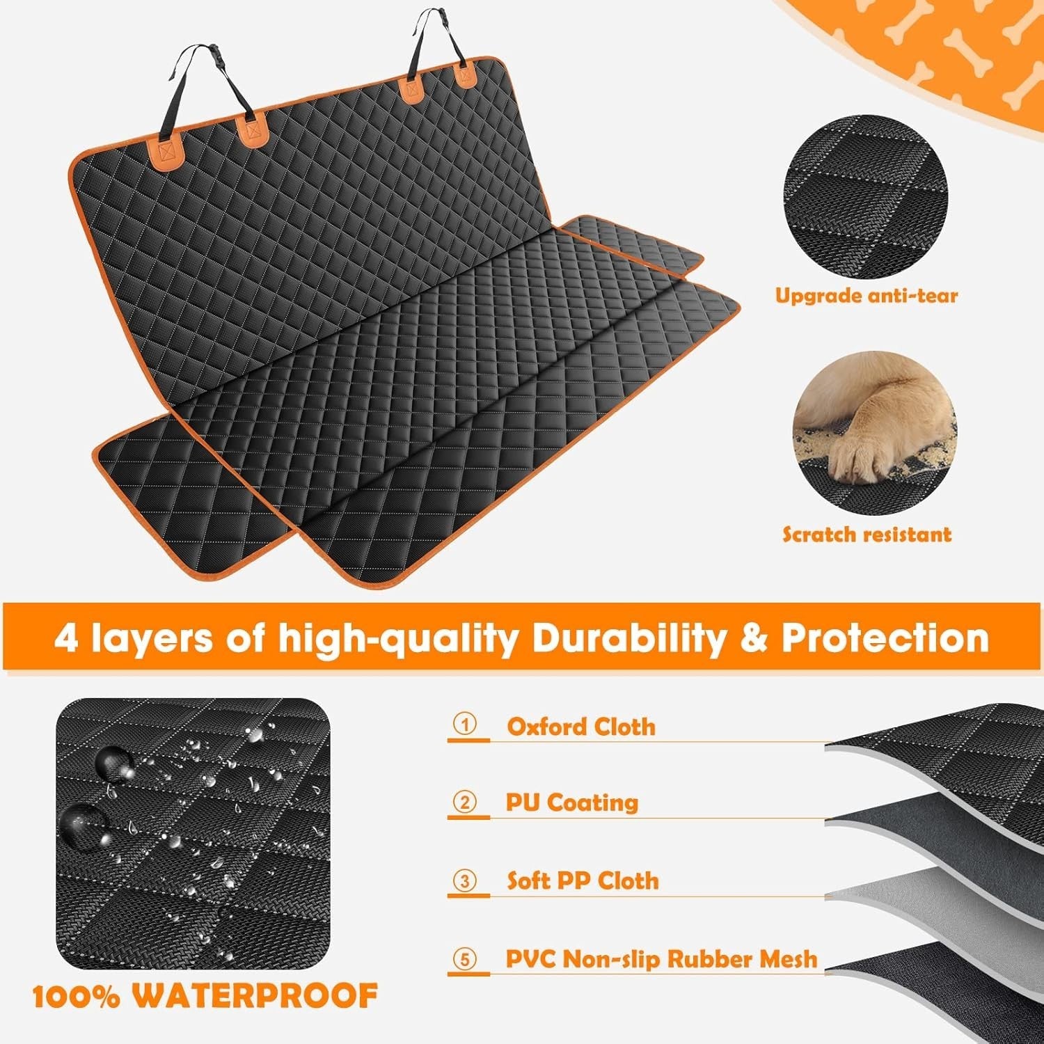 Waterproof Dog Car Seat Cover Hammock Rear Protector Non Slip Mat