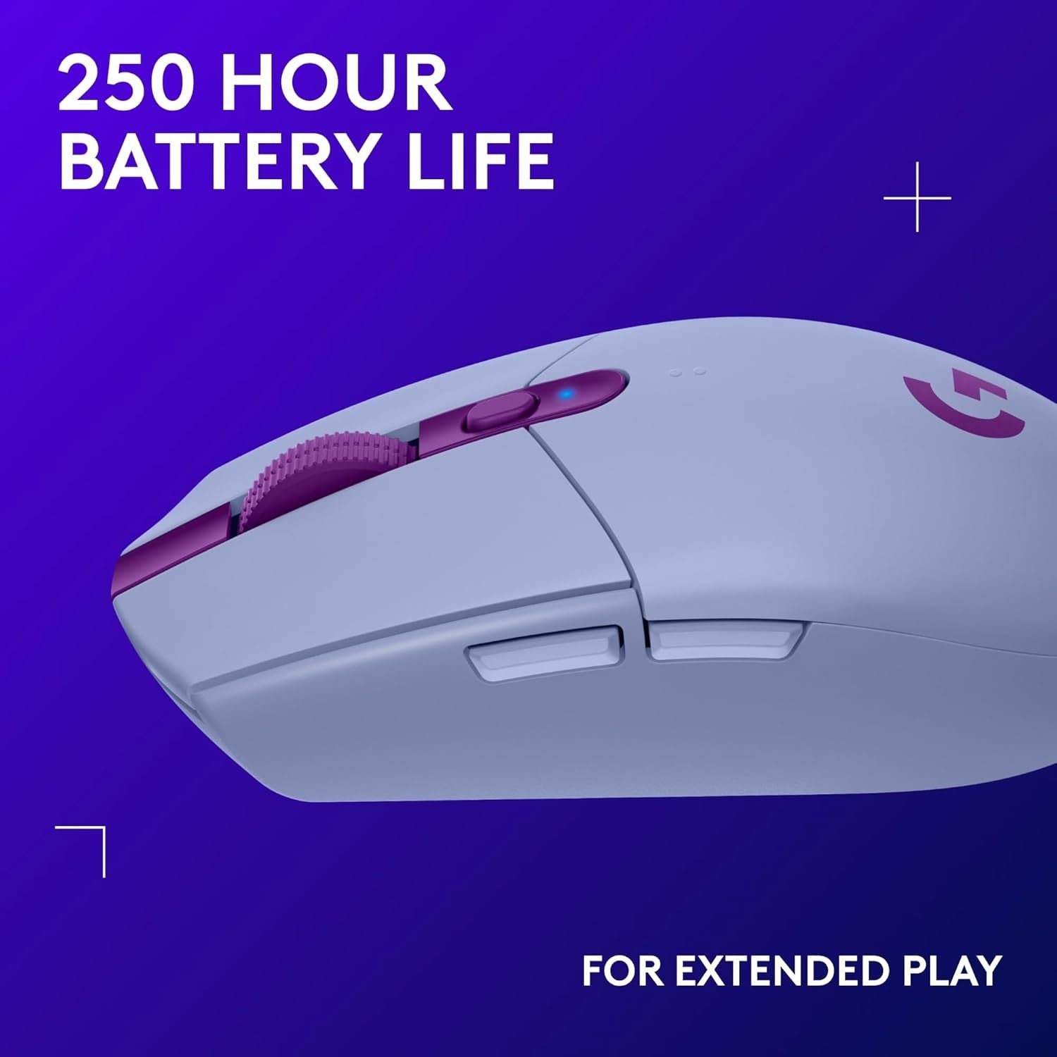 Lilac Wireless Gaming Mouse 12000DPI Lightweight 6 Button 250Hr Battery PC