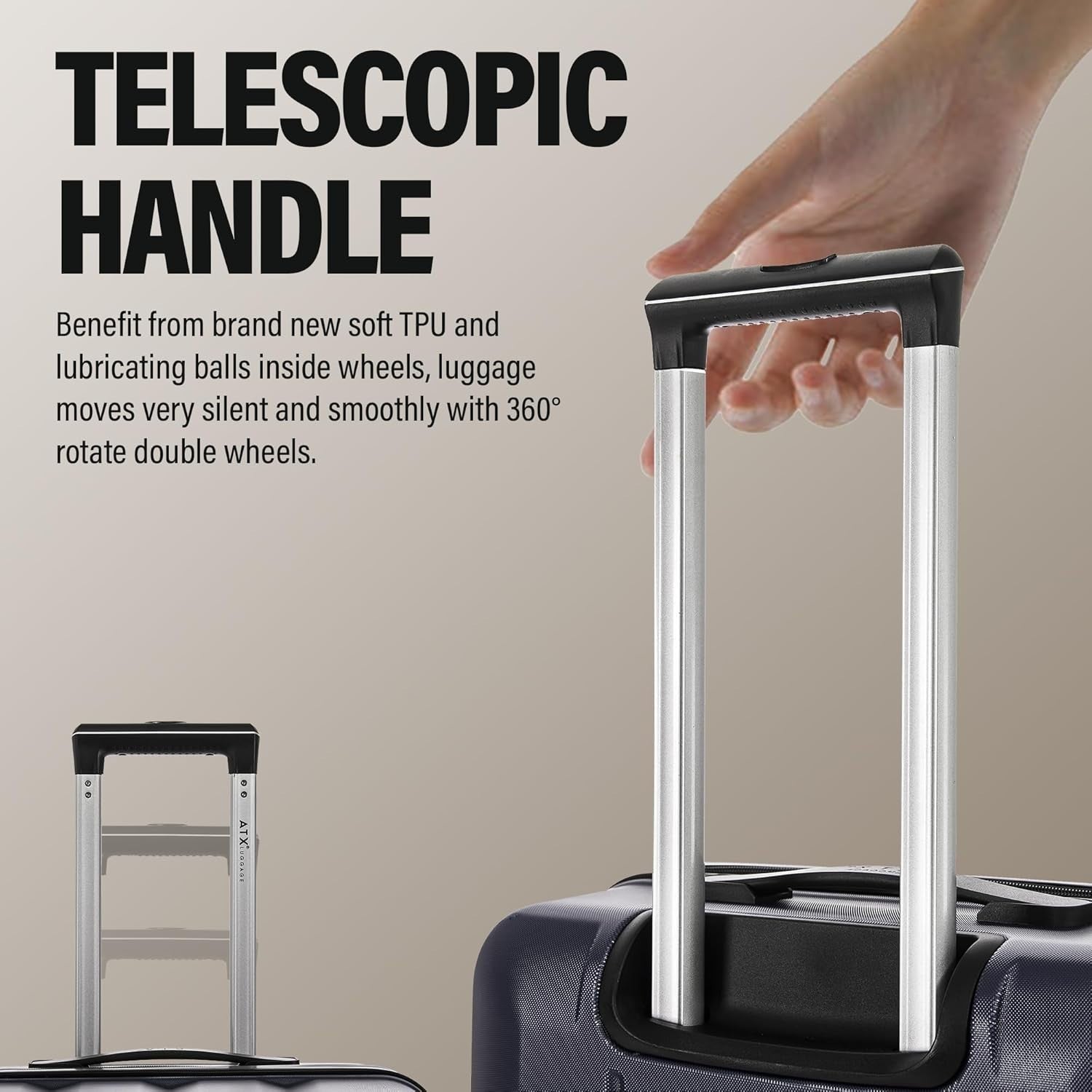 Medium Check In Suitcase 24 Inch ABS Hard Shell Dual Spinner TSA 65L