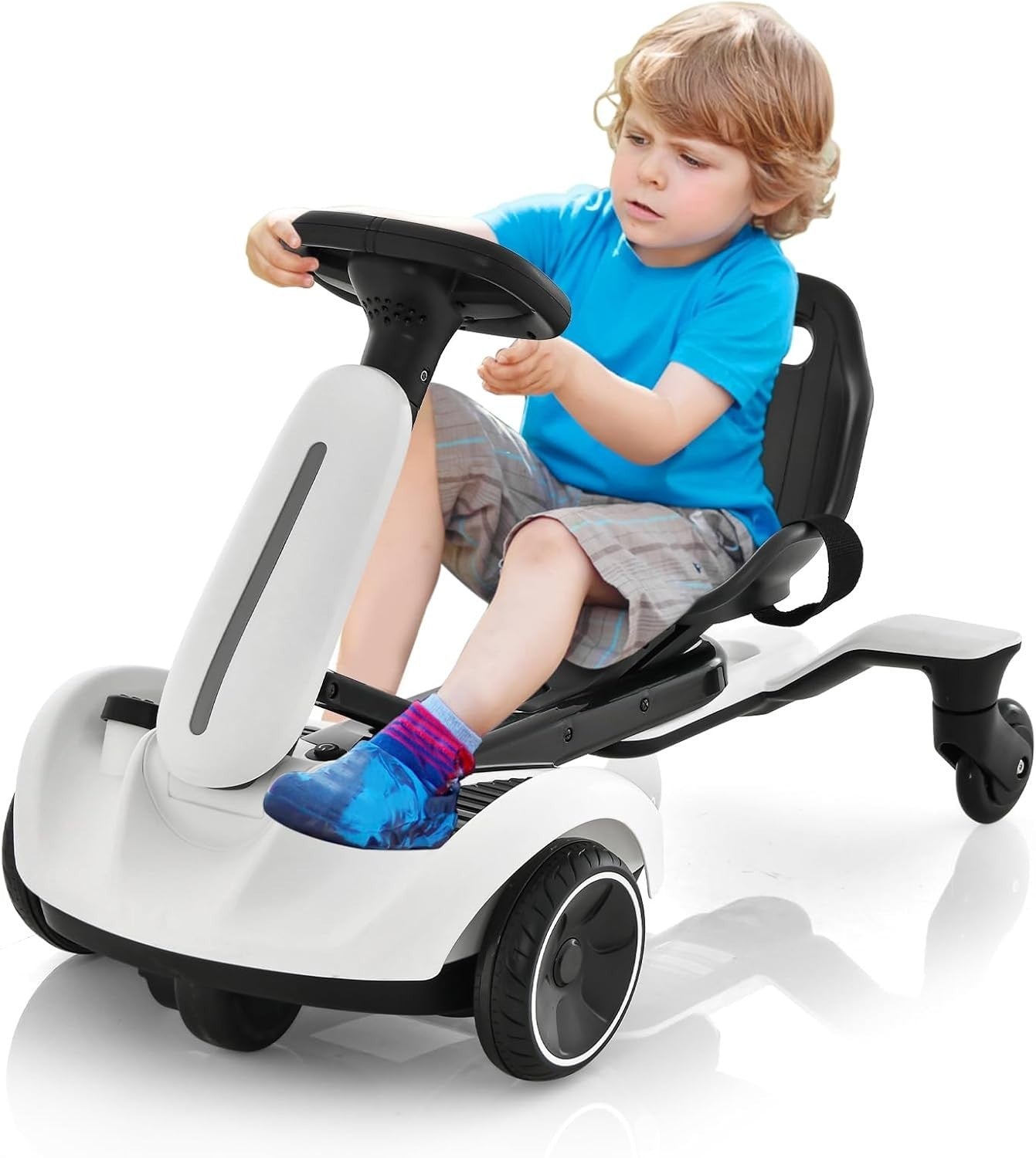Kids Electric Drift Go Kart 6V Ride On Car 360 Spin Adjustable Seat White