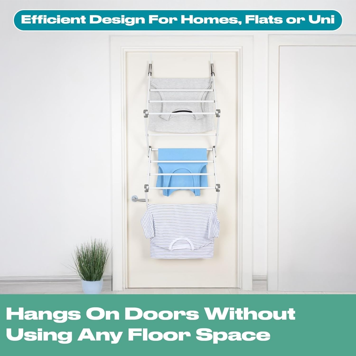 Over Door Clothes Airer Folding Drying Rack 5m Space Saving Indoor Laundry