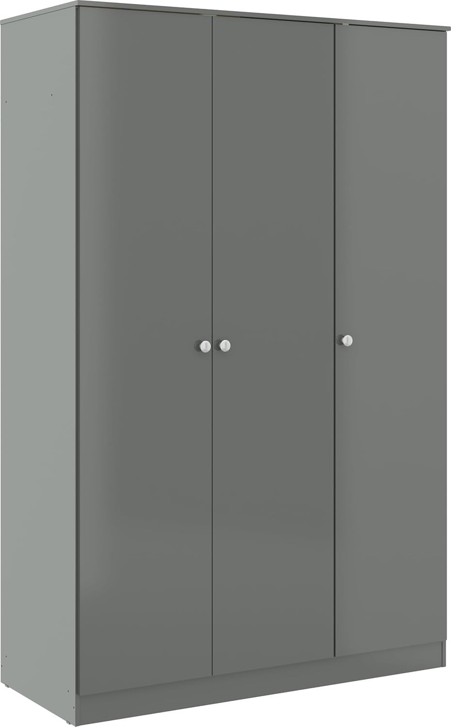 3 Door Grey Gloss Wardrobe Modern Storage Unit for Bedroom Clothes