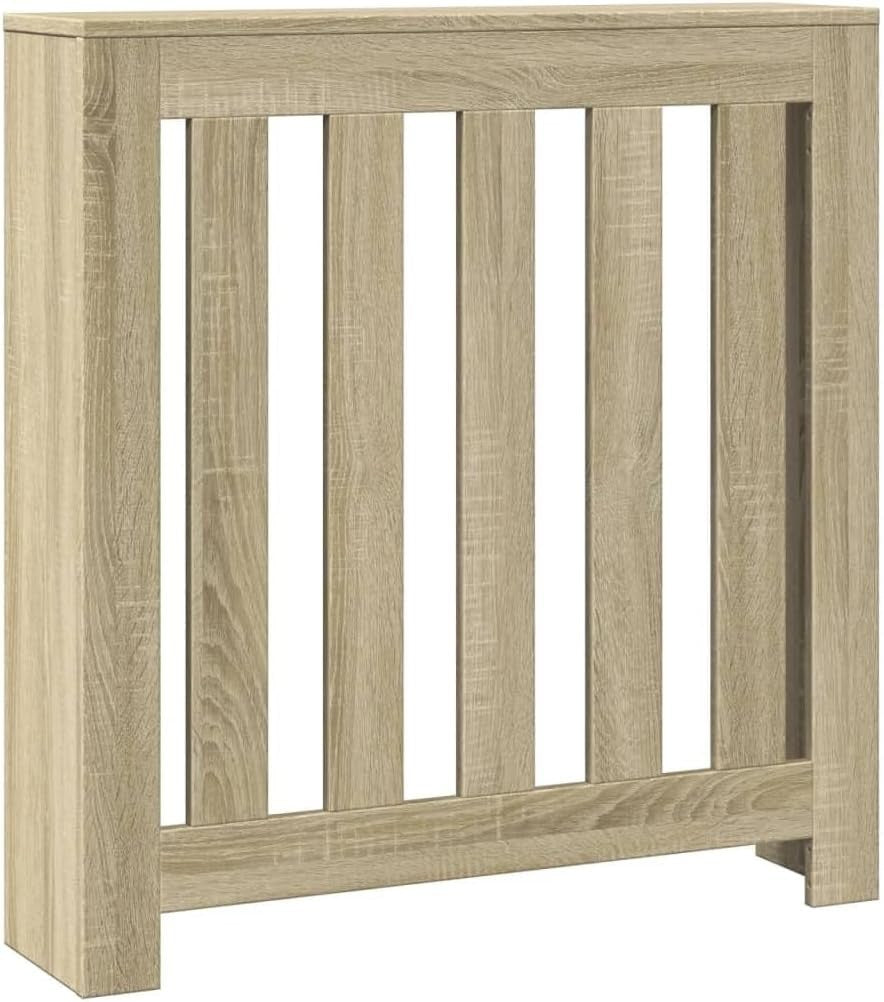 Oak Radiator Cover Cabinet | Modern Slatted Heater Shelf | 78x20x82cm