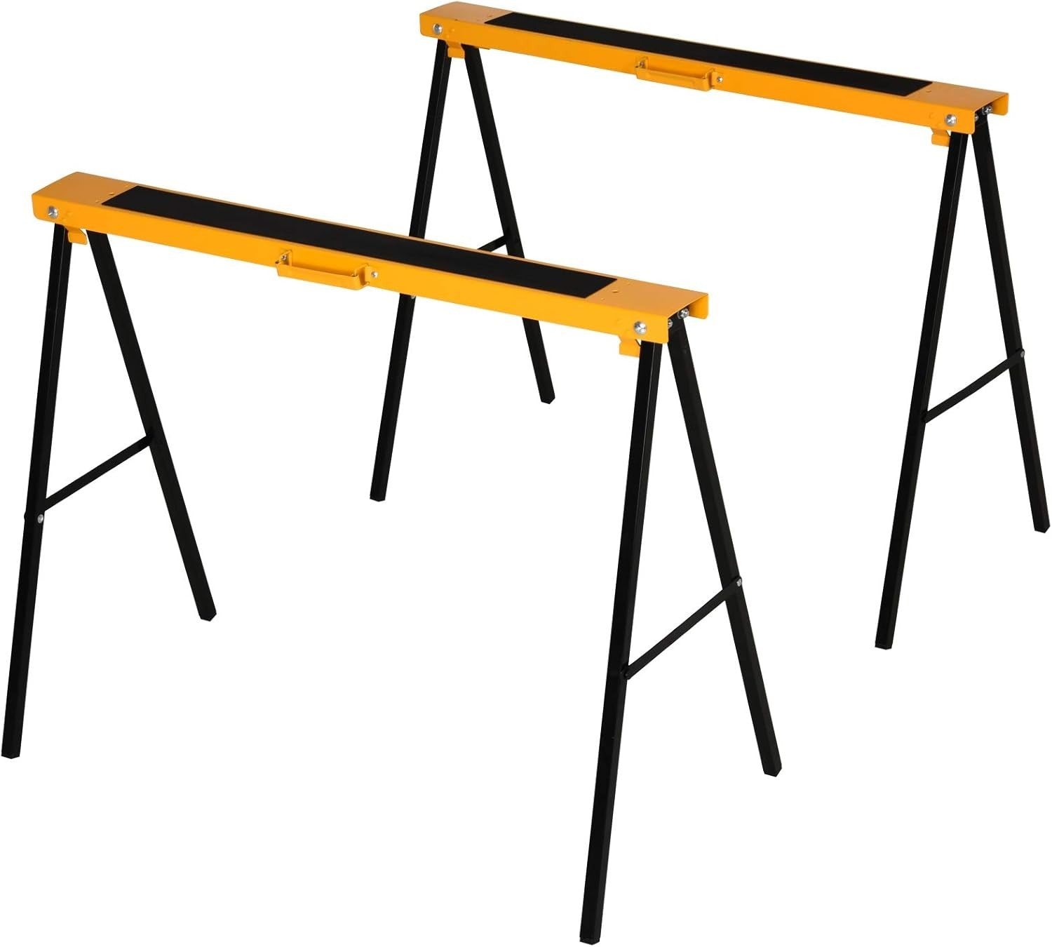 2x Folding Sawhorse Workbench Set Metal Trestles Non-Slip EVA Surface 125kg
