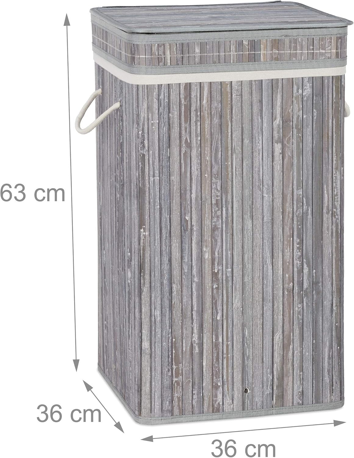 70L Bamboo Laundry Hamper Square Pop-Up Basket with Lid & Handles Foldable