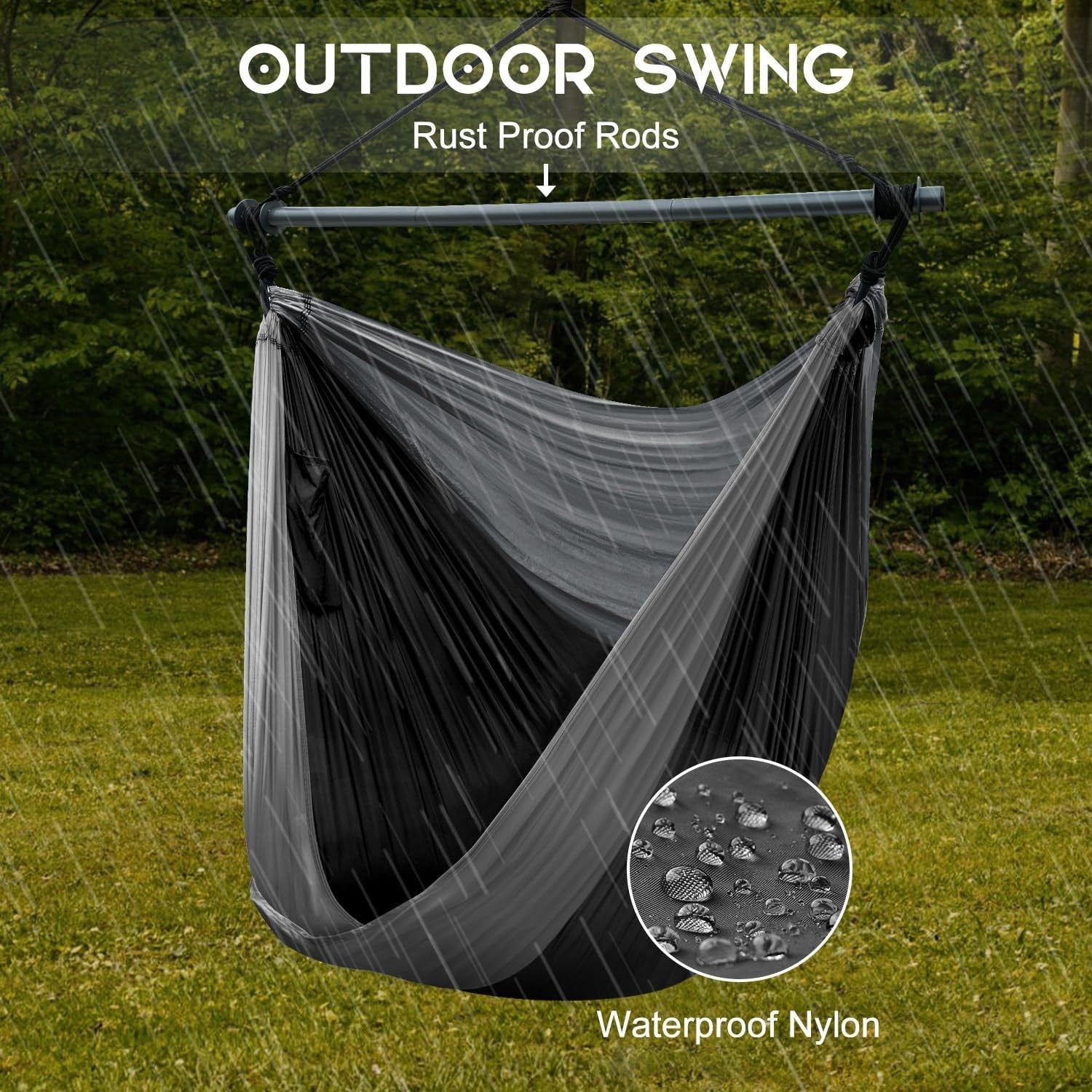 Portable Hammock Chair Swing, Lightweight Outdoor/Indoor, Max 500lbs Gray