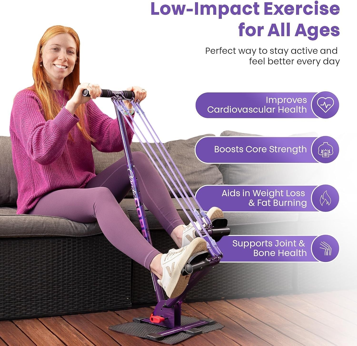Portable Seated Rowing Stepper Low-Impact Pedal Exerciser Bands Senior Fitness