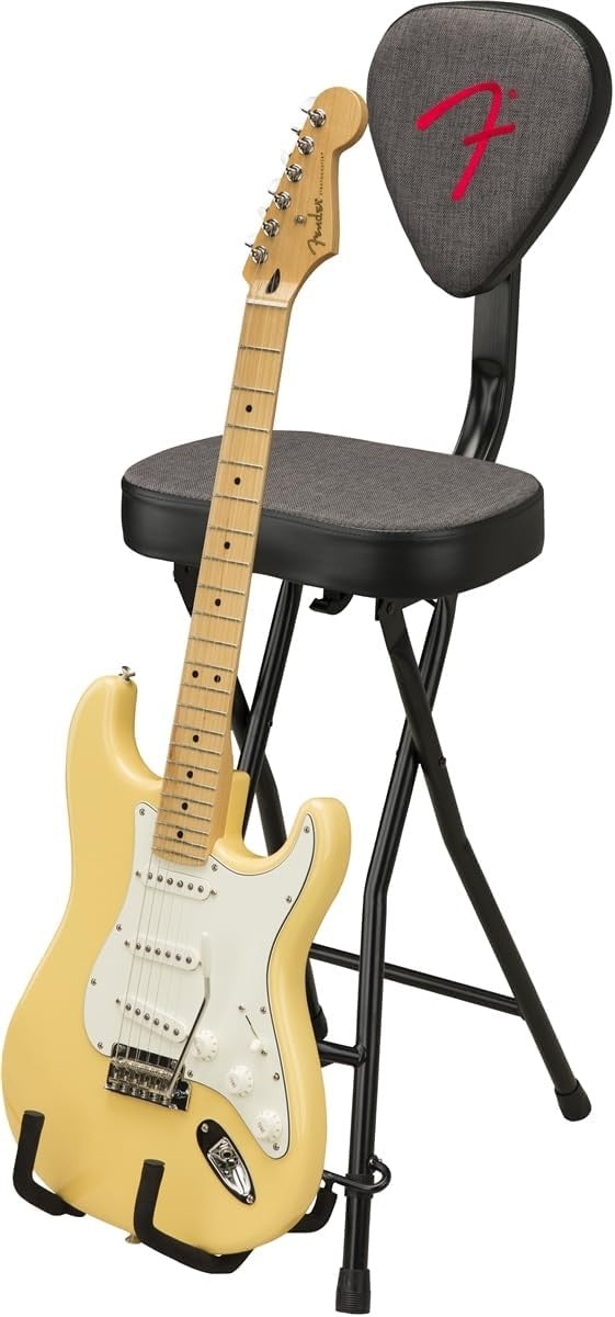 Guitar Seat Stool with Built-In Stand Foldable Non-Slip Grey