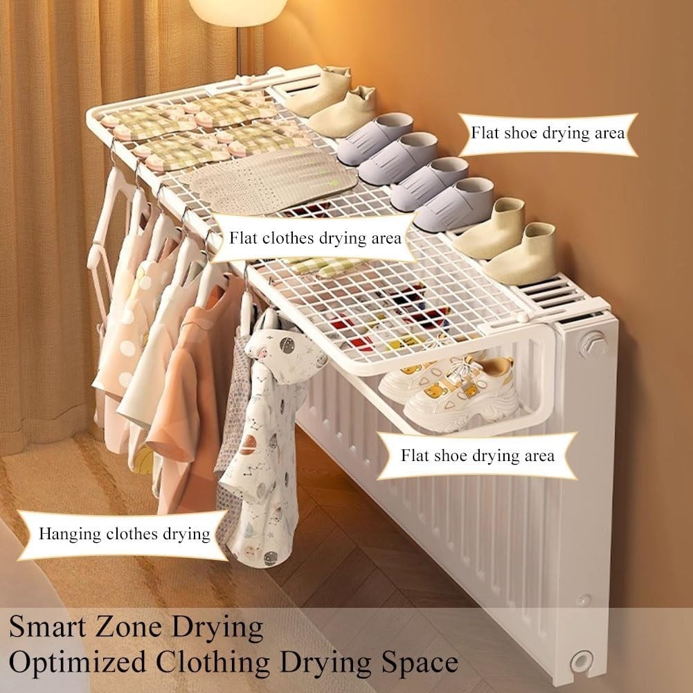 Double-Layer Radiator Clothes Drying Rack – Foldable Indoor Laundry Airer 35cm