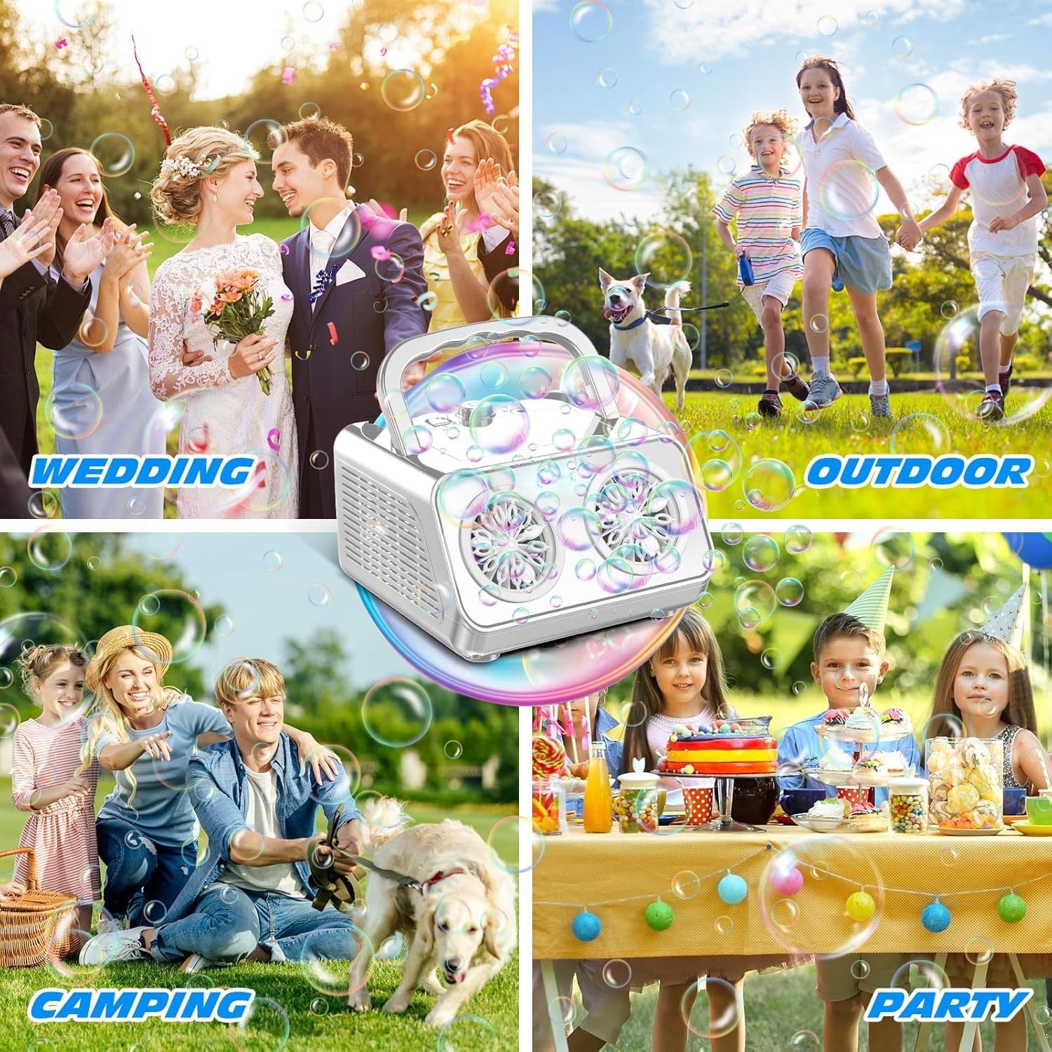 Plug In Bubble Machine 20000 Bubble Portable 2 Fan Toy