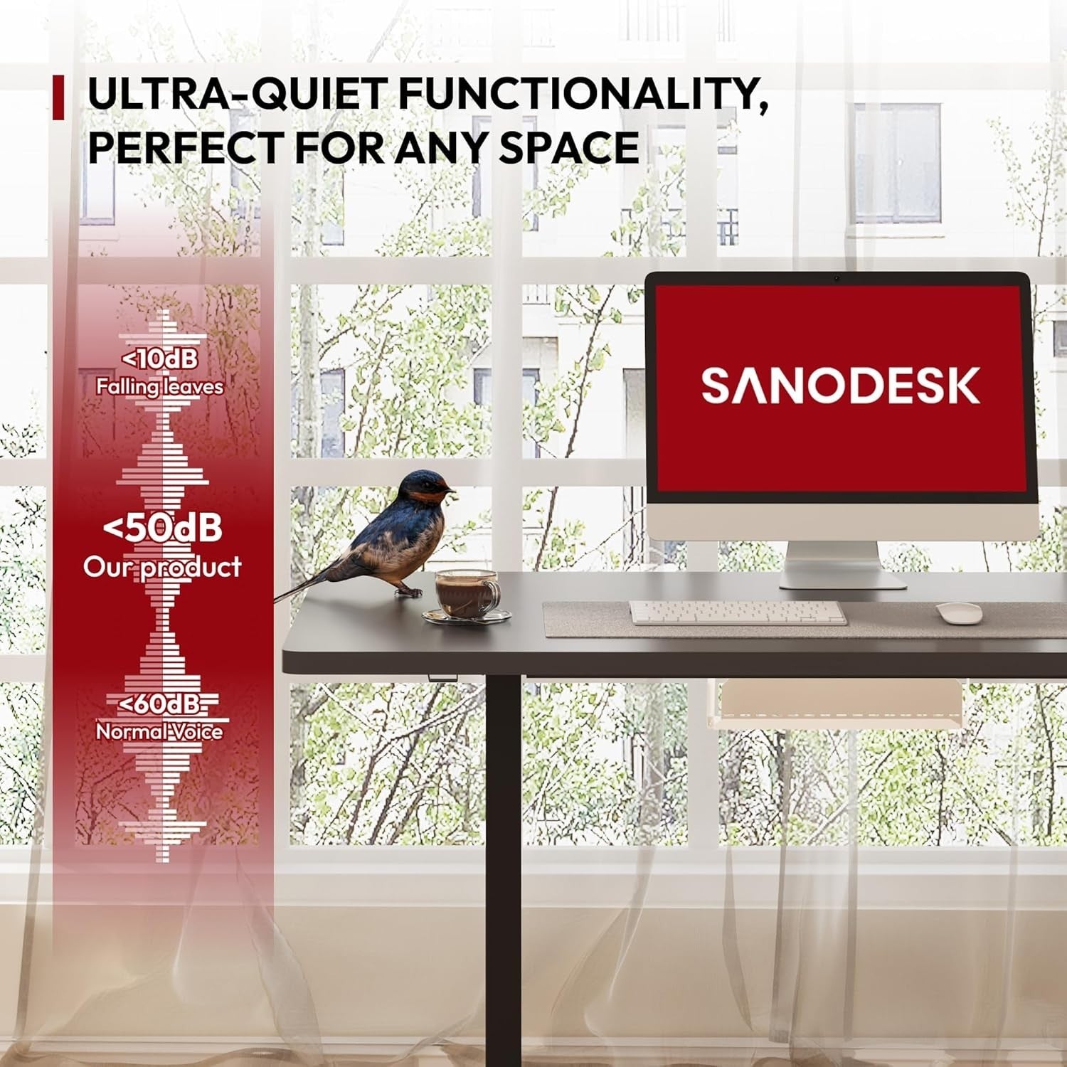 Electric Standing Desk 120x60cm Adjustable Sit Stand Table W/Memory Panel Hooks