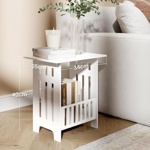 White Side Table Set of 2 – Compact Bedside & End Tables 34x25x40cm