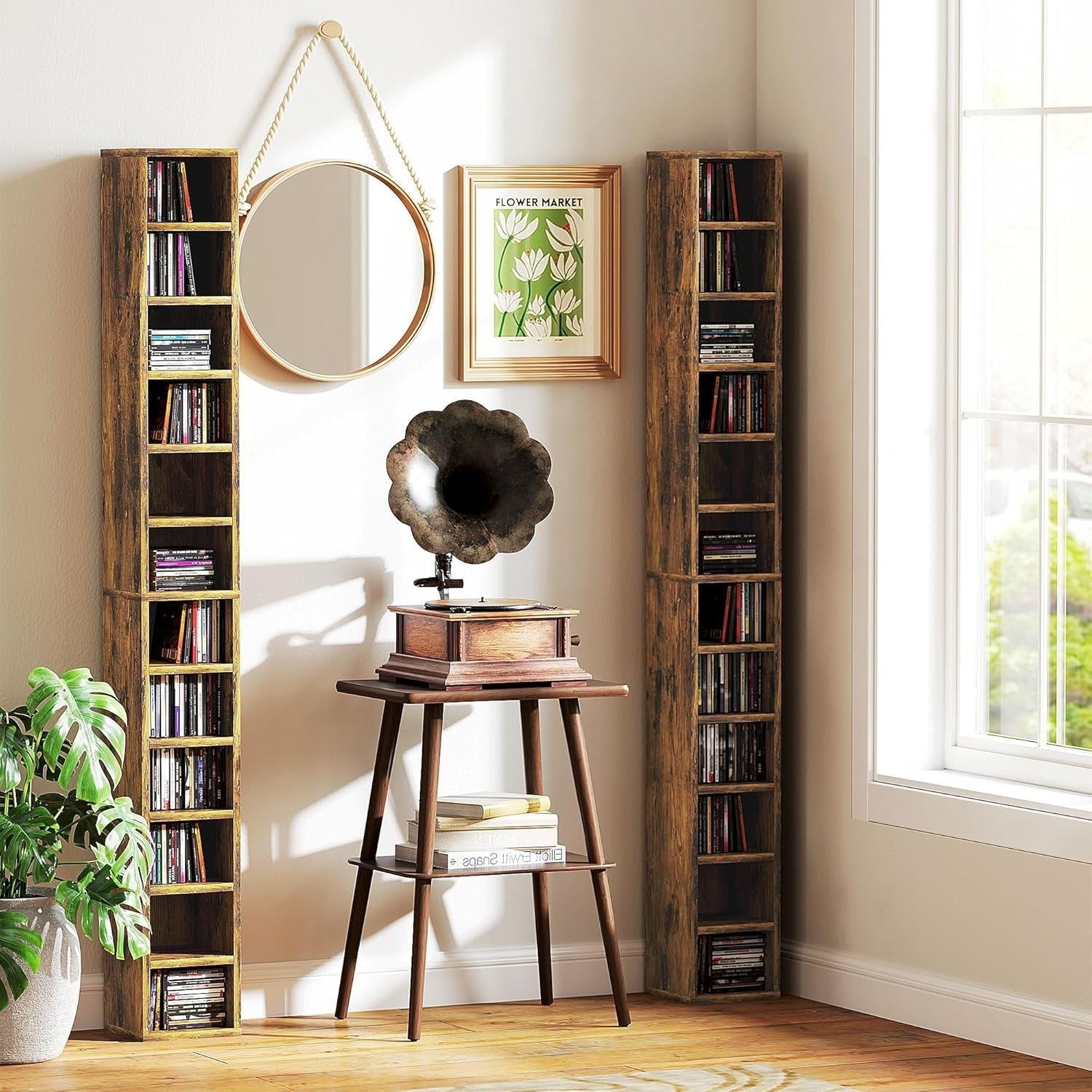 CD Storage Tower 204 CD Bookcase 12 Cube Slim Media Display Shelf