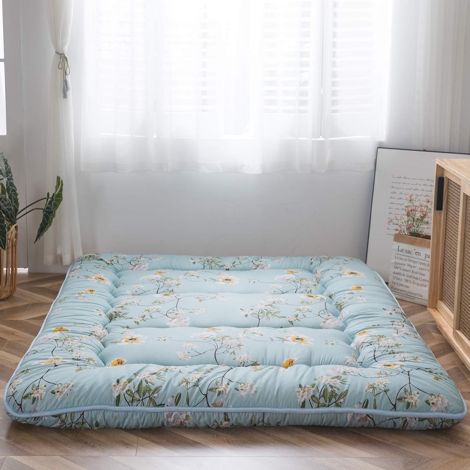 Thick Japanese Floor Mattress Futon Roll-Up Sleeping Pad Tatami Mat Double Bed
