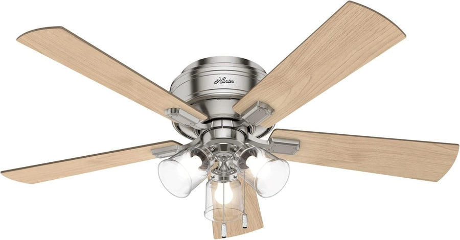 Hunter Crestfield 52" Ceiling Fan, LED Light Kit, 5 Blades, Nickel