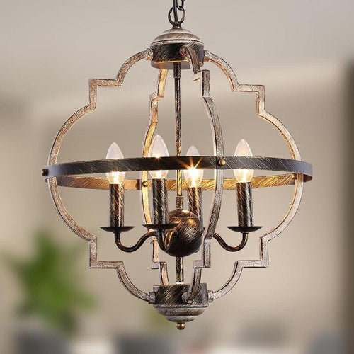 Rustic Farmhouse 4-Light Chandelier E14 Orb Pendant Light Vintage Metal Lamp