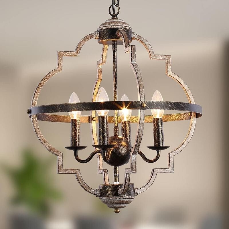 Rustic Farmhouse 4-Light Chandelier E14 Orb Pendant Light Vintage Metal Lamp