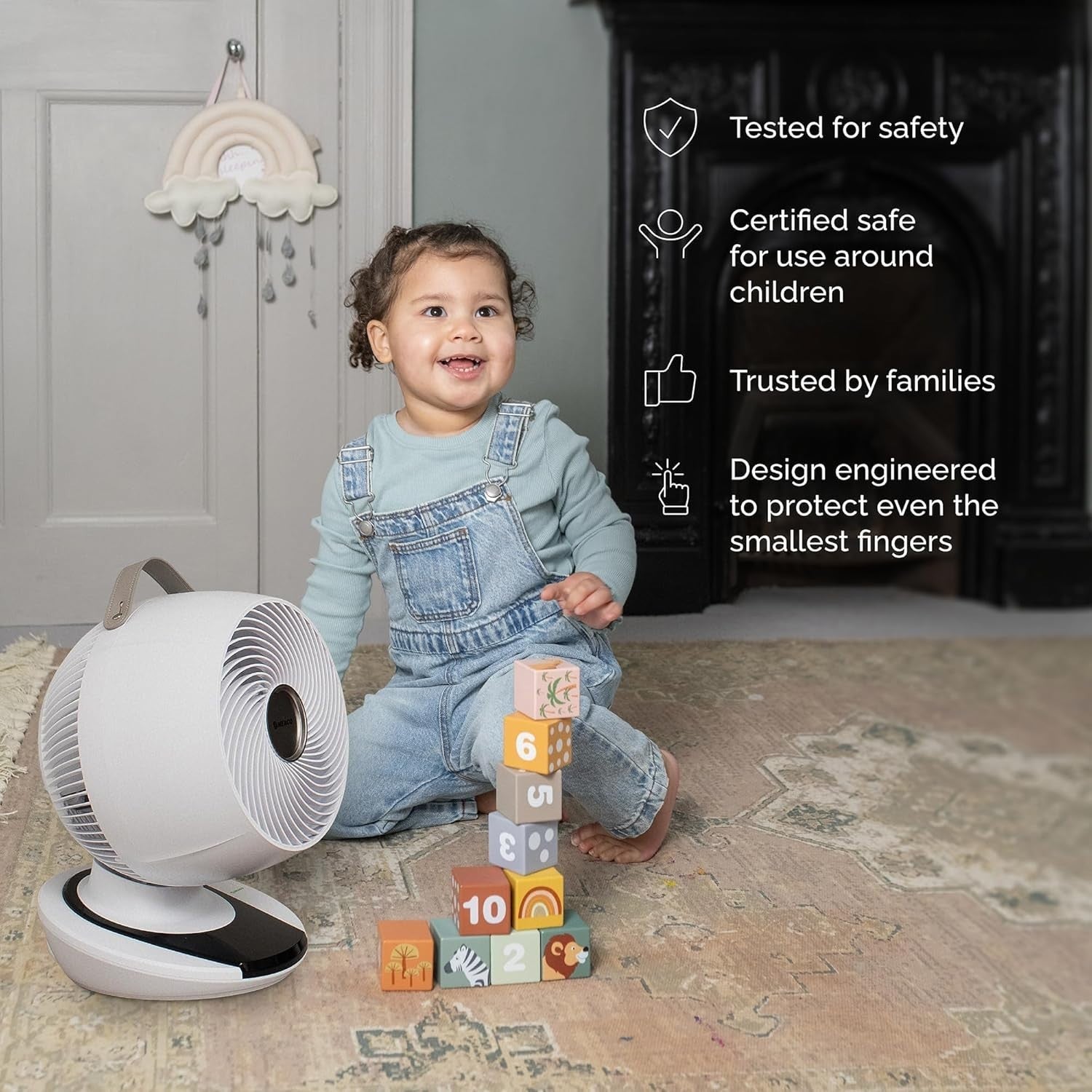 Cool Quiet Table Fan with Remote Control – 12 Speed Air Circulator Desk White