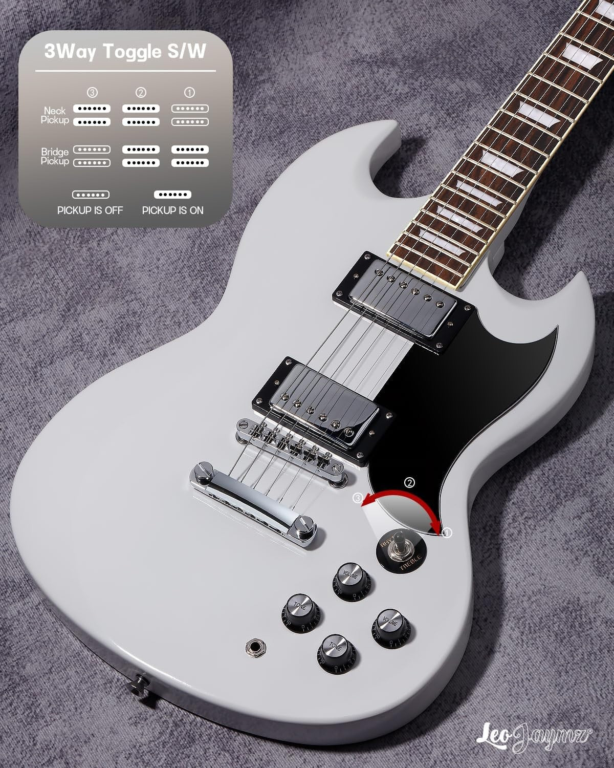 39in Solid Body Electric Guitar Poplar Maple Neck White