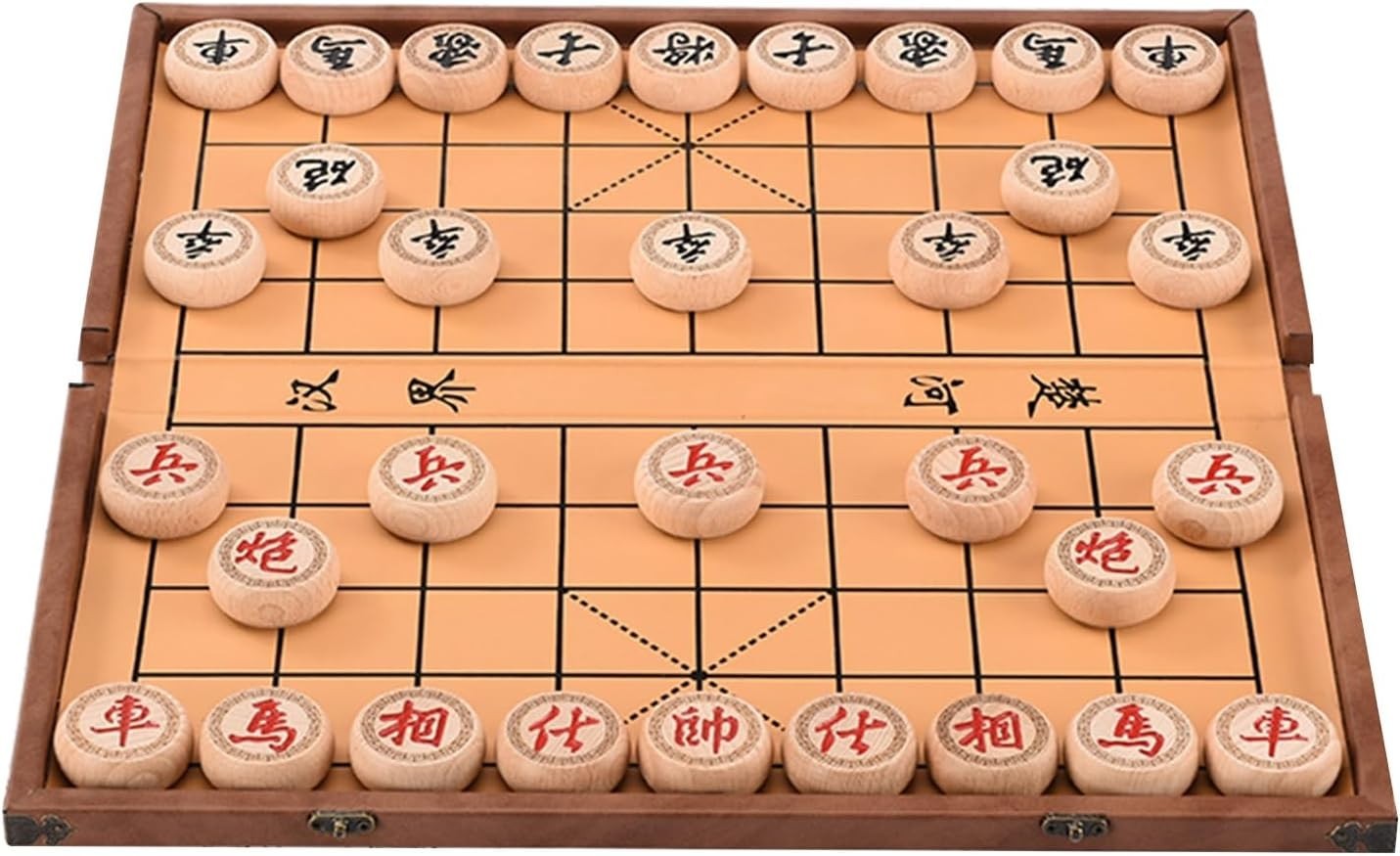 Medium Beechwood Xiangqi Chinese Chess Foldable Travel Board Set