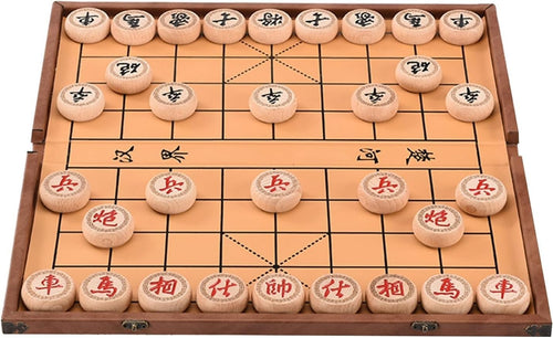 Medium Beechwood Xiangqi Chinese Chess Foldable Travel Board Set