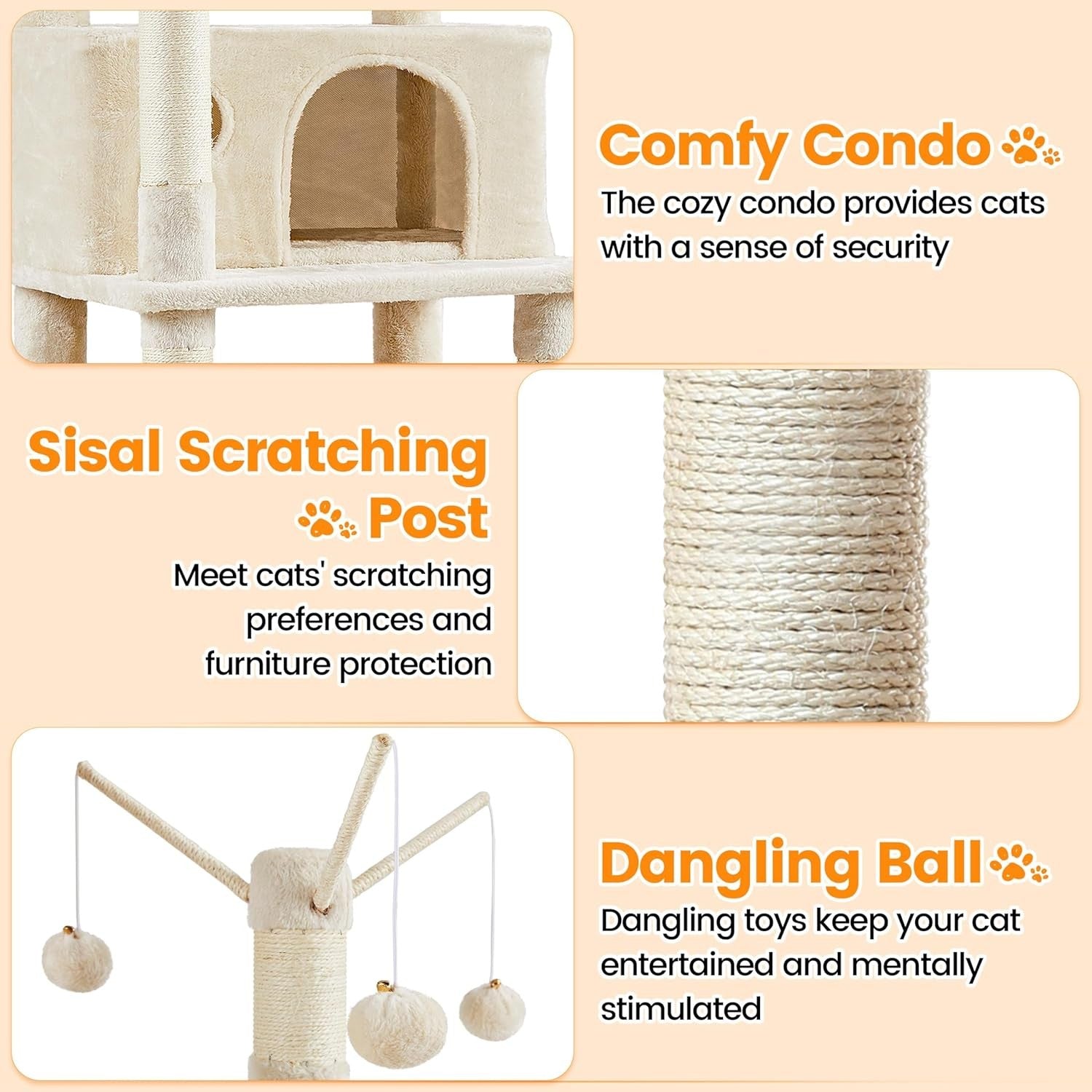 170cm Cat Tree Tower Multi Level Condo Hammock Scratching Posts Indoor