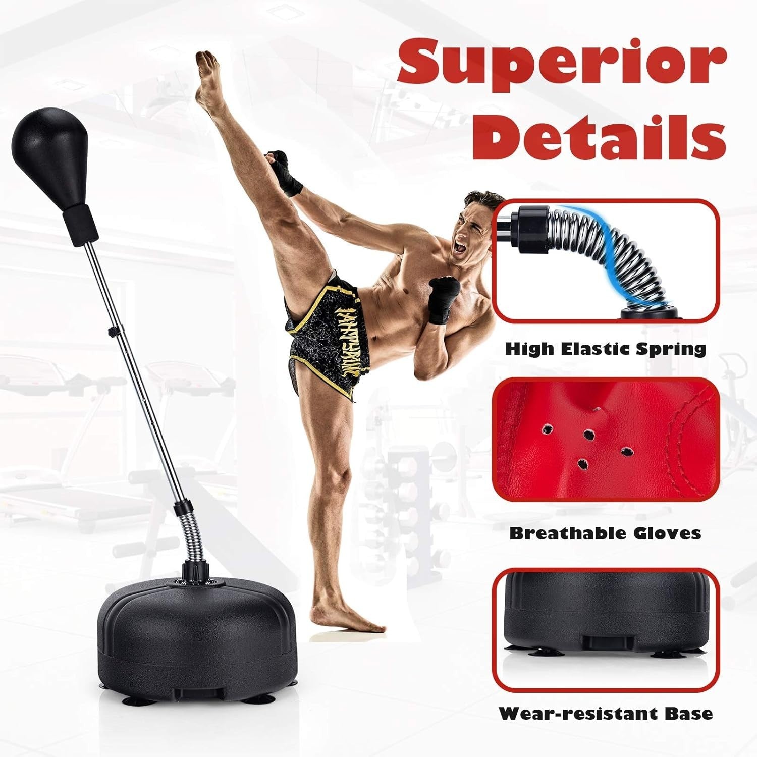 Adjustable Reflex Boxing Ball Stand Freestanding Gloves Suction Base