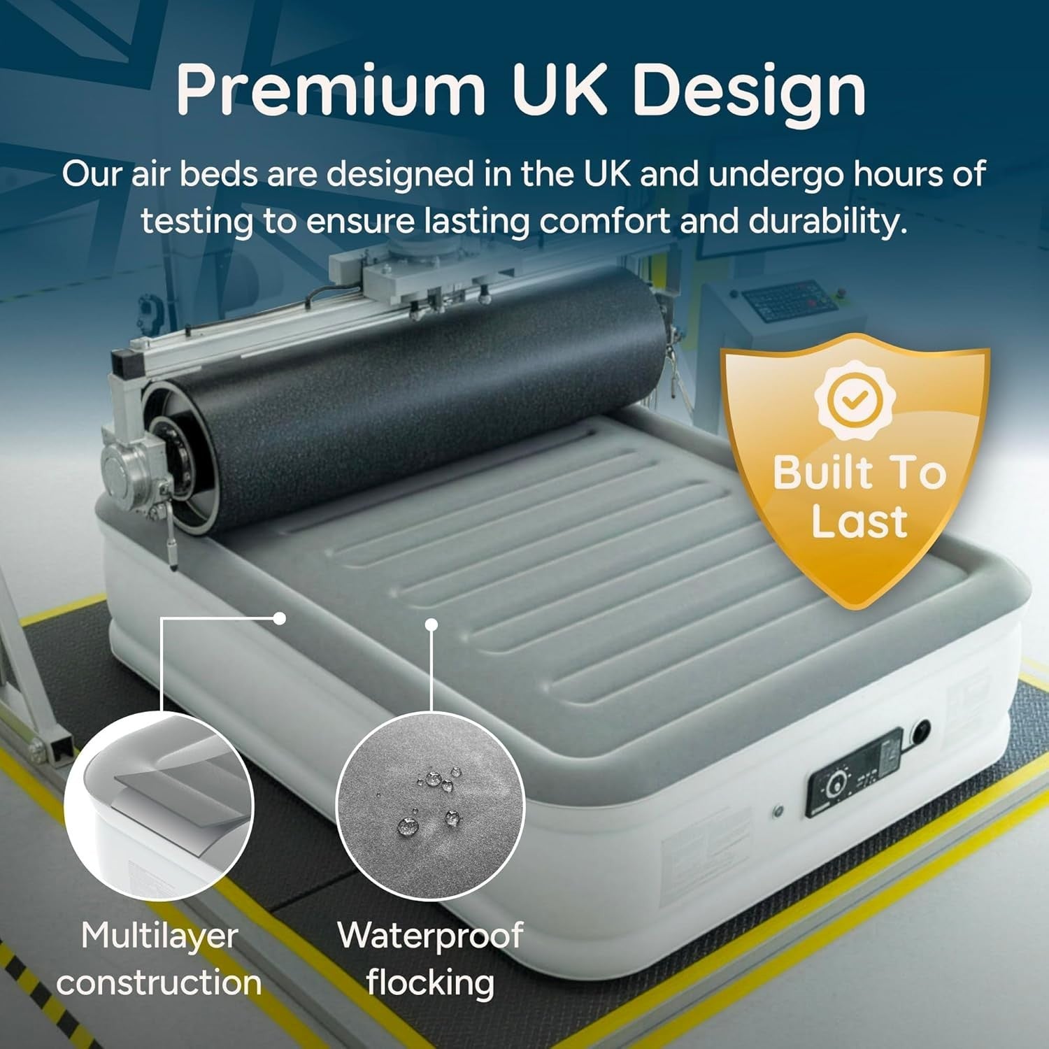 Double Inflatable Air Bed Built-In Electric Pump Raised Guest Mattress