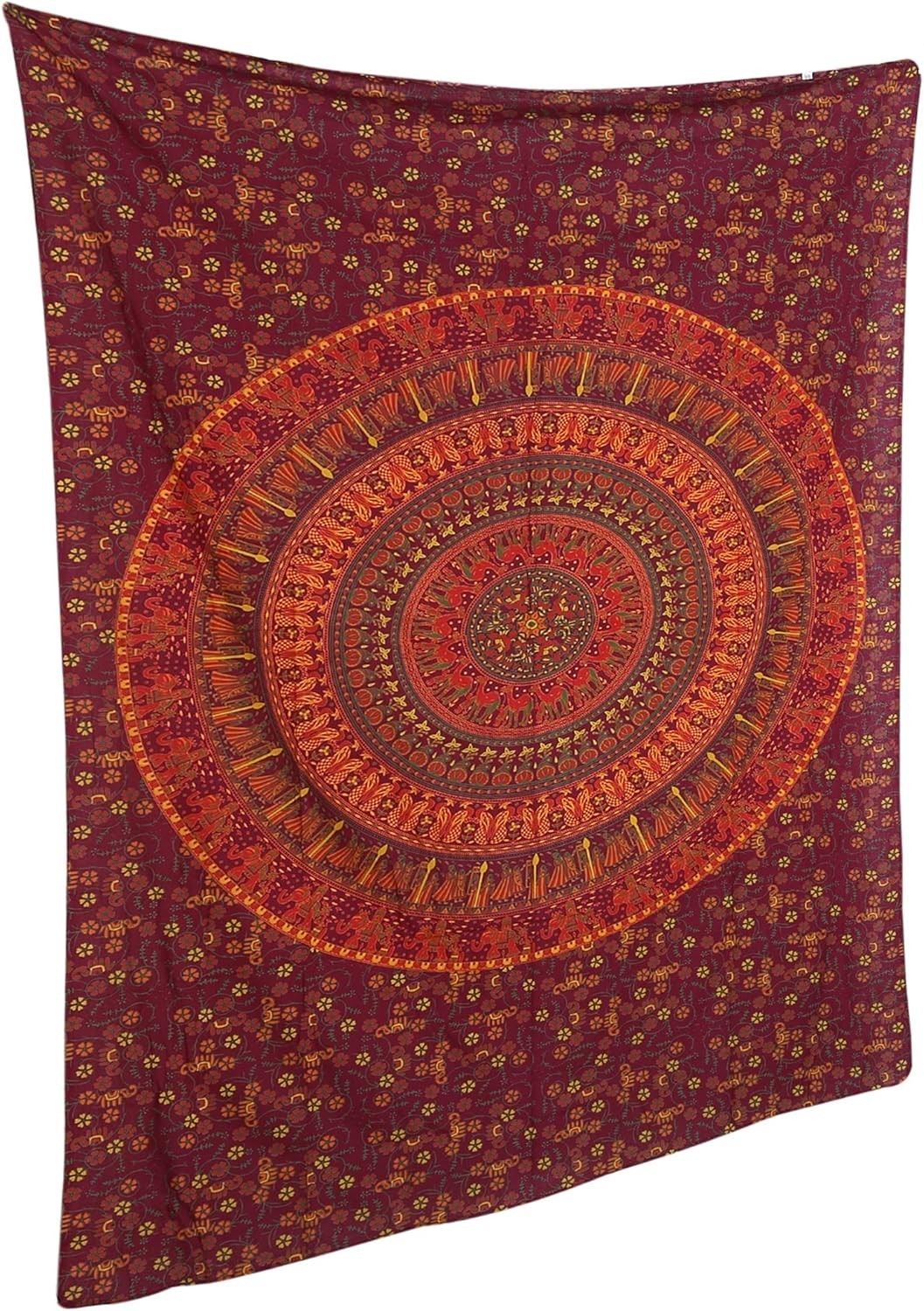 Red Elephant Mandala Tapestry 84x54in Boho Wall Hanging Decor
