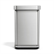 45L Stainless Steel Kitchen Pedal Bin Soft Close Lid Rectangular
