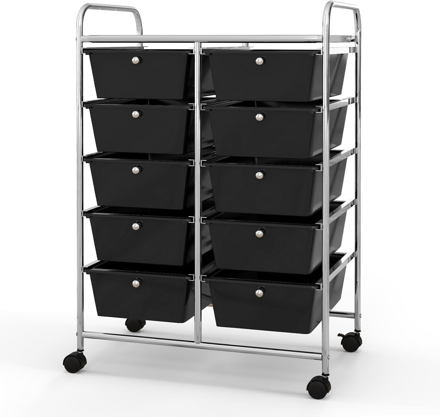 Black 10 Drawer Rolling Storage Cart Utility Trolley Office Organizer
