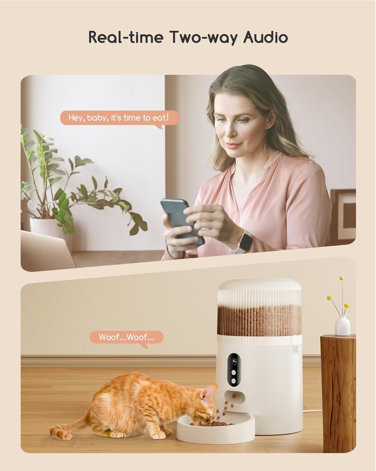 Automatic Cat Feeder Camera 3MP HD WiFi App Control 4L Food Dispenser