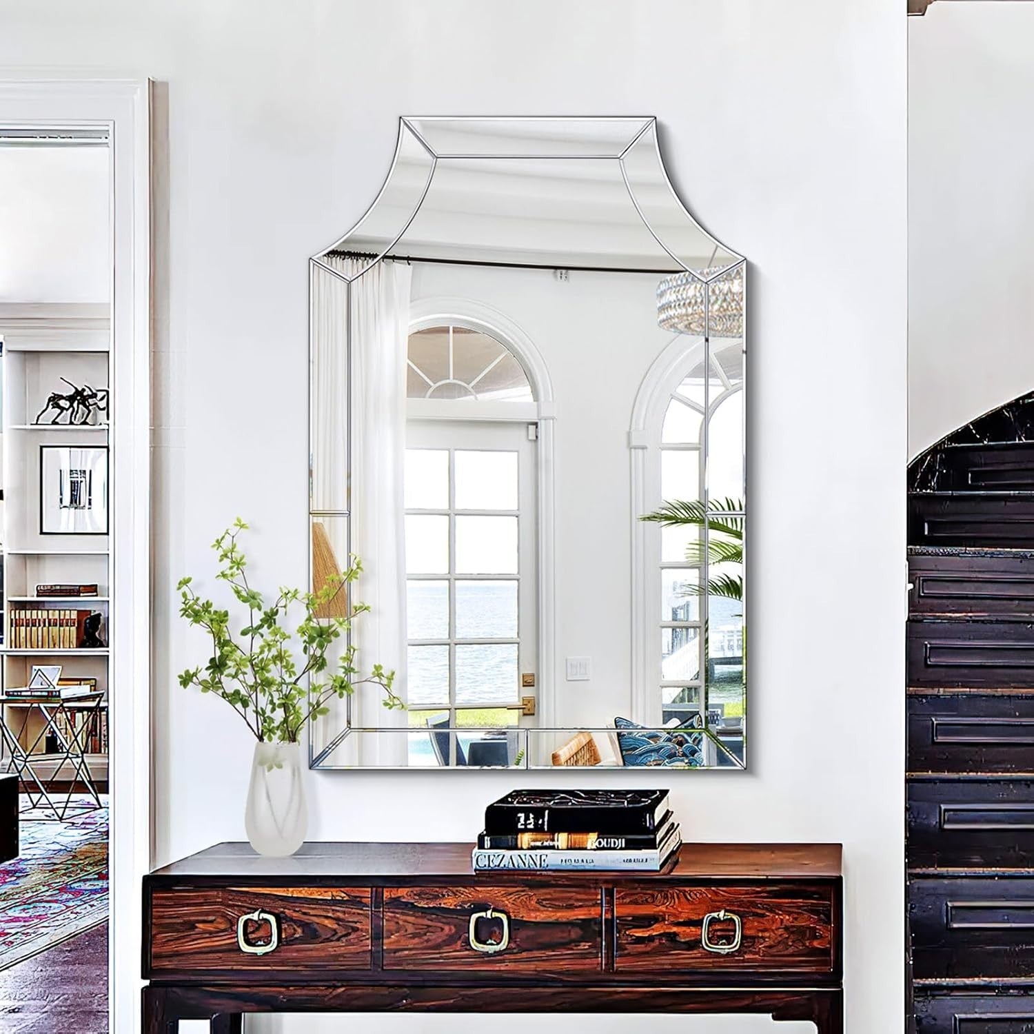 Large Decorative Frameless Wall Mirror 120x80cm Modern Beveled Edge