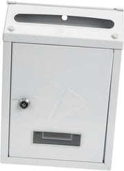Lockable Wall Mounted Mailbox White Iron Secure Post Box for Home & Office