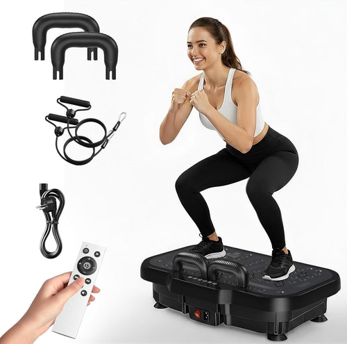 Black Dual Motor Vibration Plate Exercise Machine 180 Levels Home Fitness
